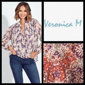 NWT Veronica M Boho Addie Surplice Blouse